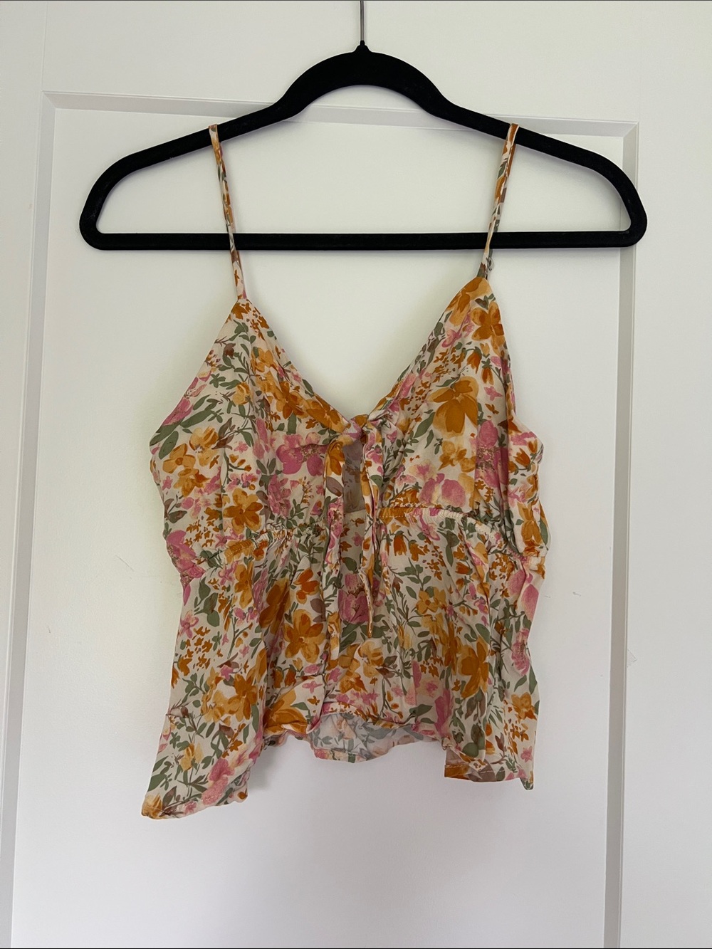 Audrey 3+1 Floral Tie-Front Cami - Pink & Mustard